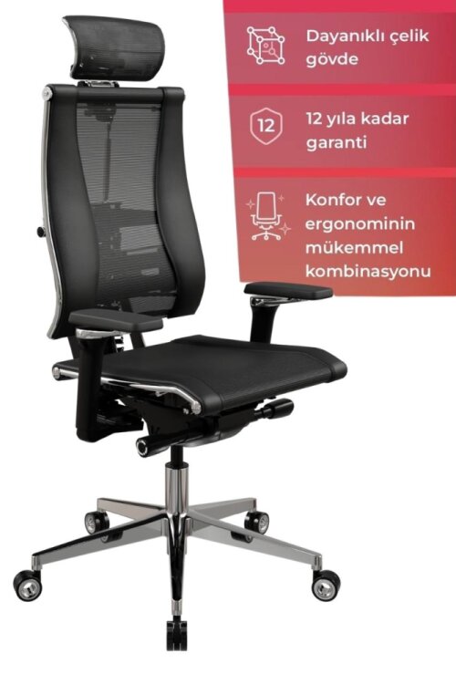 YOGA 4D DERİ VE FİLELİ ERGONOMİK YÖNETİCİ KOLTUĞU - 1