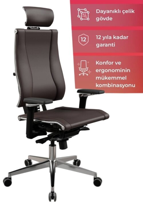 YOGA 4D KAHVERENGİ DERİ ERGONOMİK YÖNETİCİ KOLTUĞU - 1